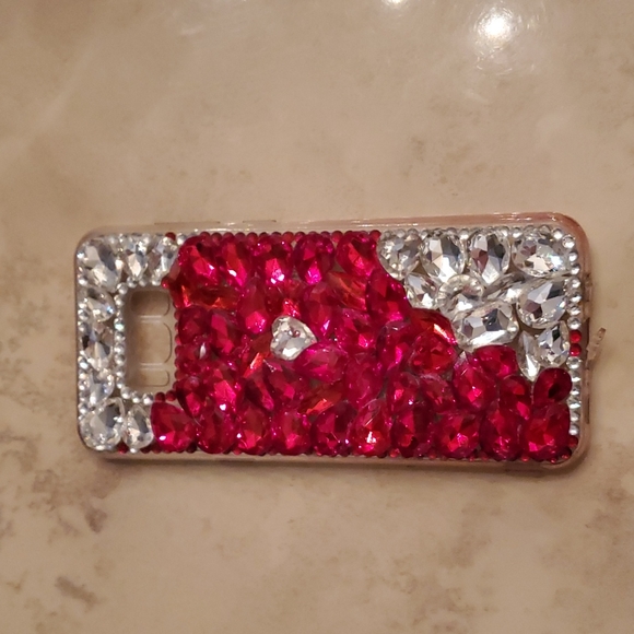 *Host Pick* Samsung Galaxy S8 Red & White Bling case - Picture 1 of 3